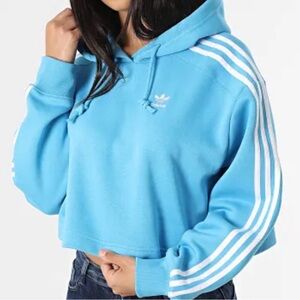 Adidas Sky Blue Oversized Cropped Hoodie - M and a L available